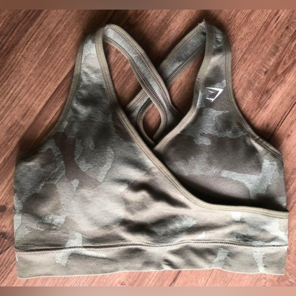 Gymshark Green Camo Adapt Bra Size Large